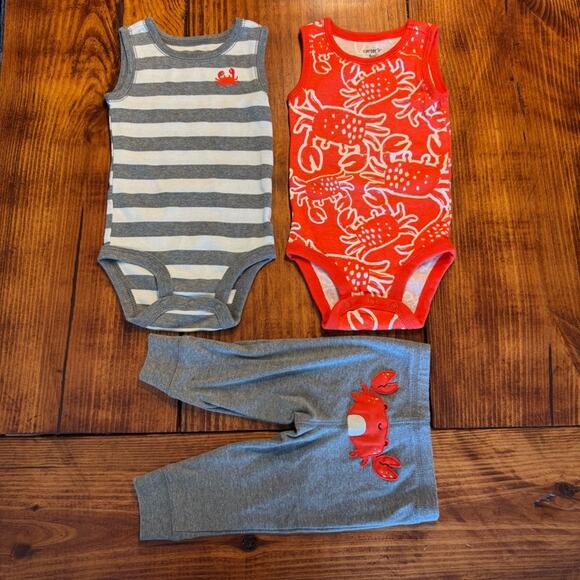 Carter’s 3-Piece Crab-Themed‎ Outfit – Size 6 Months - Picture 1 of 6